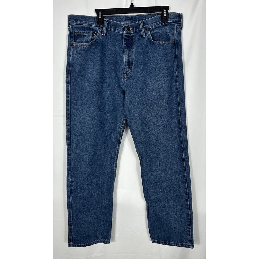 Wrangler Mens Jeans 36x32 Five Star Premium Relax Fit Medium Wash Denim Workwear